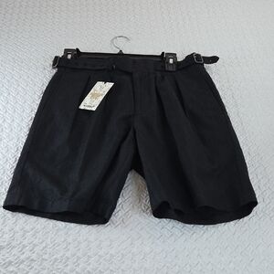 Murano Dress Shorts Mens 29 Navy Blue 2 buildt  In Side Buckles.  Linen Cotton.